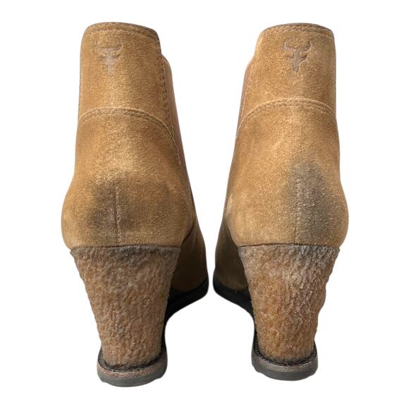 TRASK Tatum Wedge Bootie Suede Wedge Ankle Boots in Tan Size 8M - Picture 11 of 15